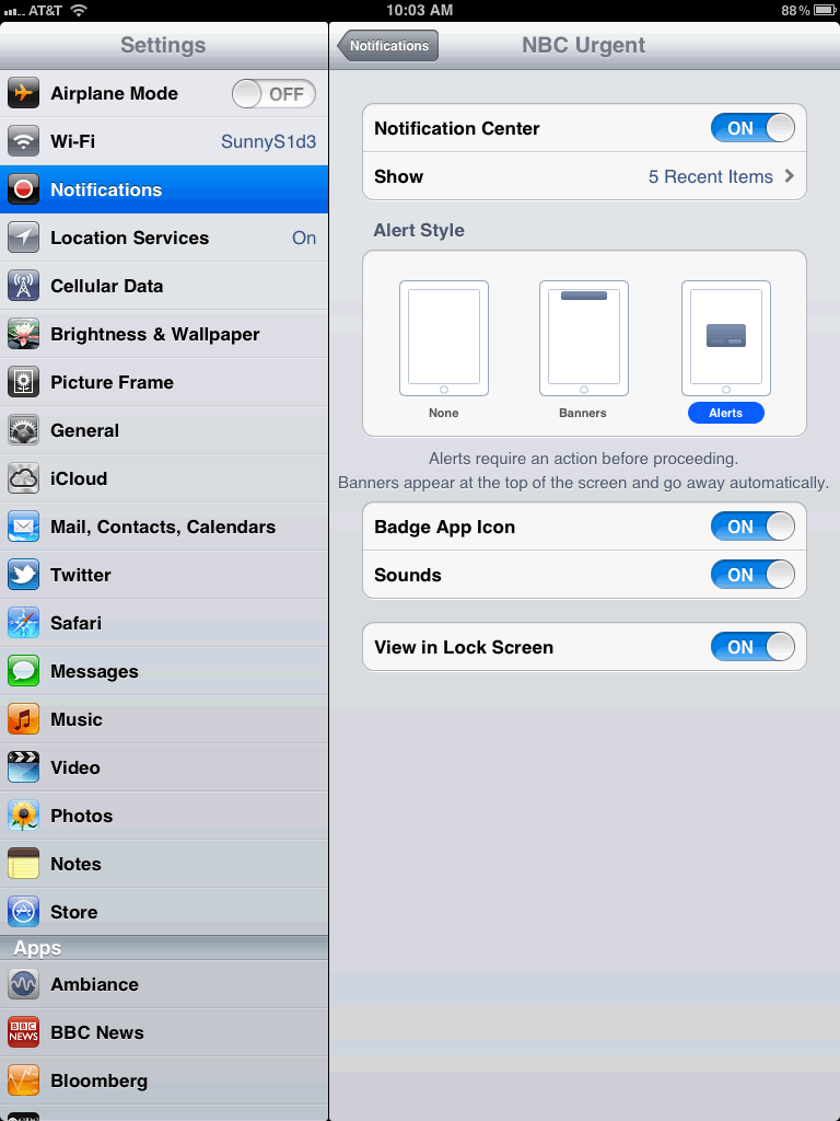 NBC UM IOS 5.0 Notification Settings